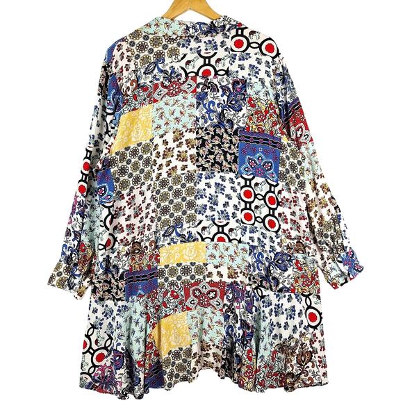 For The Republic Top Womens 2X Boho Patchwork Floral Festival Hippie Maximalist - Picture 6 of 6